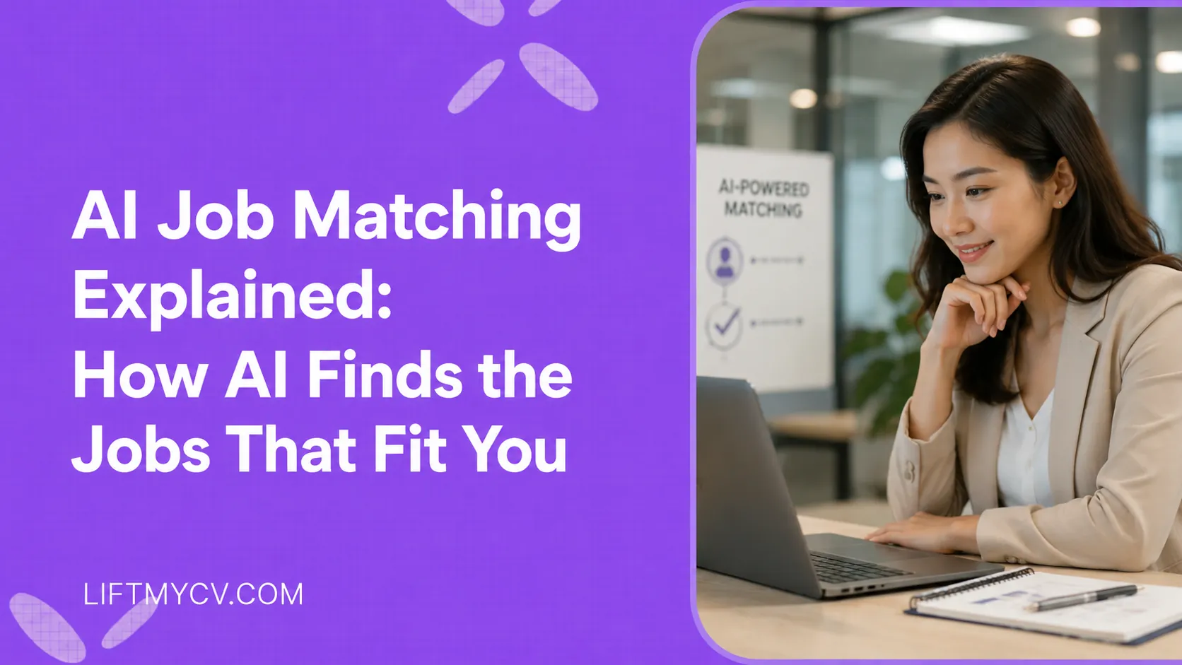Job seeker using an AI job matching tool that scores roles by fit