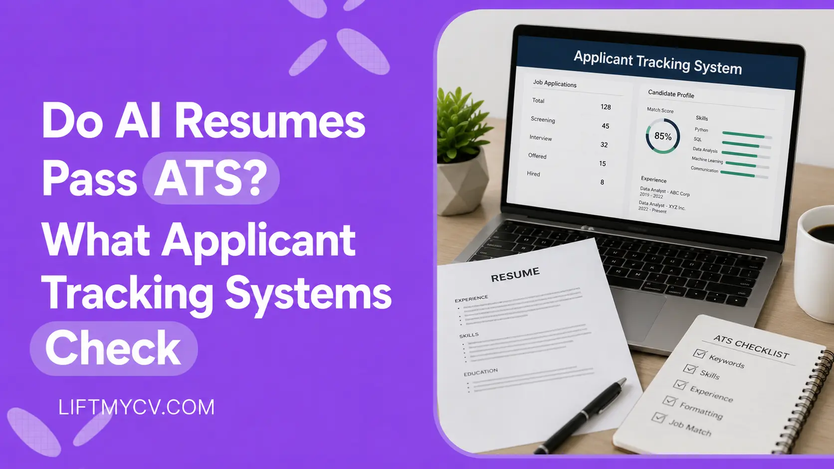 AI-generated resume passing through an applicant tracking system screen