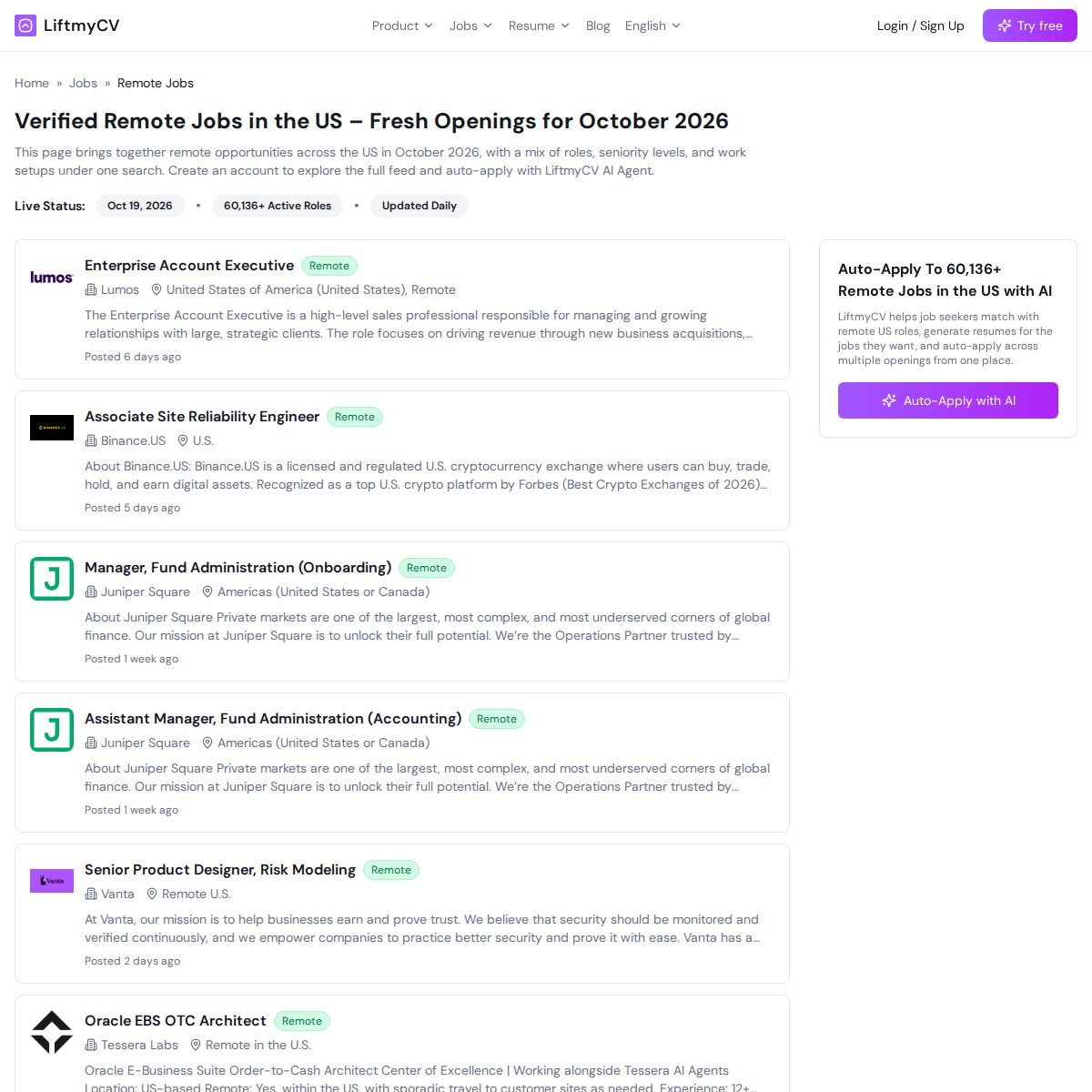 Remote Jobs in the US (October 2026) - Apply with AI